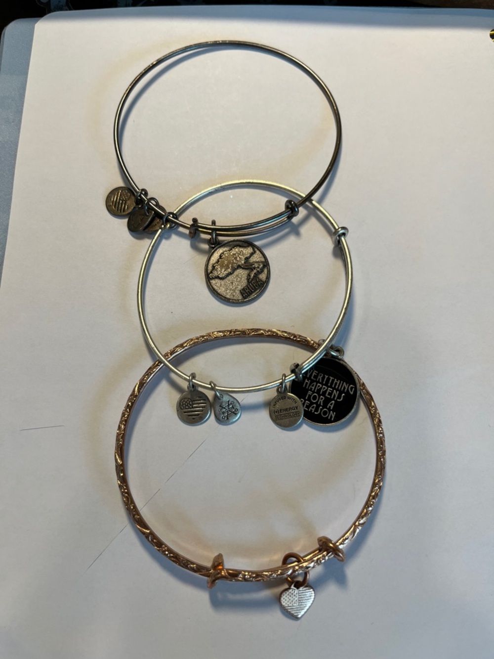 Alex and Ani Mixed Metal Stackable Charm Bracelet Set - Silver & Rose Gold